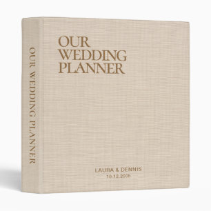 Simple Elegant Beige Linen Our Wedding Planner Binder