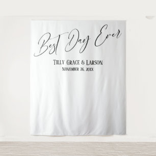 Simple Elegant Best Day Ever Photo Backdrop Tapestry
