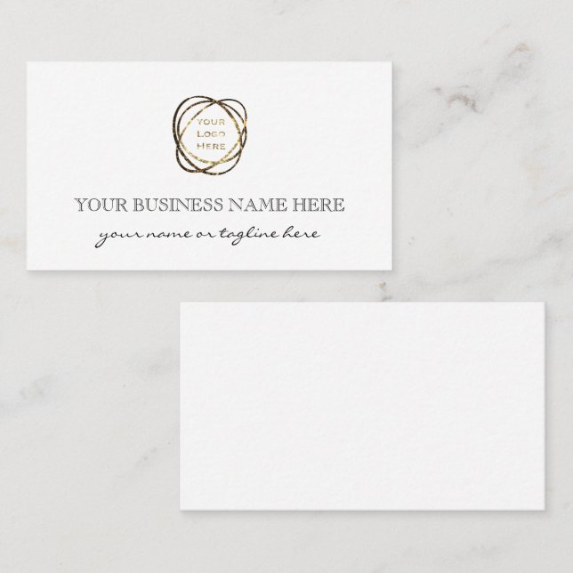 Simple Elegant Black Add Business Logo Custom   Card (Front/Back)