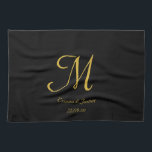 Simple Elegant Black and Gold Monogram Name Kitchen Towel<br><div class="desc">Simple Elegant Black and Gold Monogram Name Kitchen towel</div>