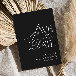 Simple Elegant Black and White Chic Wedding Save The Date