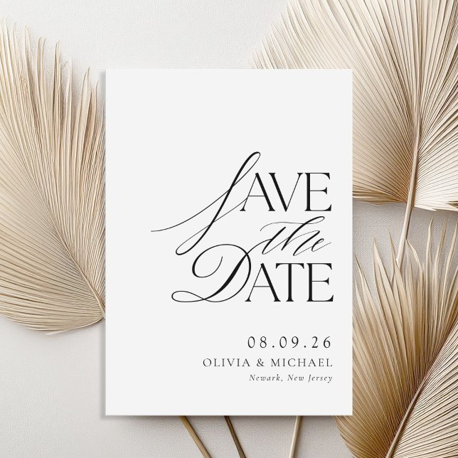 Simple Elegant Black and White Chic Wedding Save The Date (Creator Uploaded)