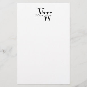 Simple Elegant Black and White Initials  Stationery