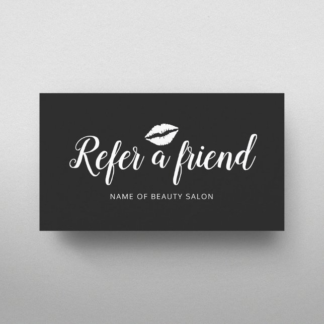 Simple Elegant Black and White Lips Referral Card (Creator Uploaded)