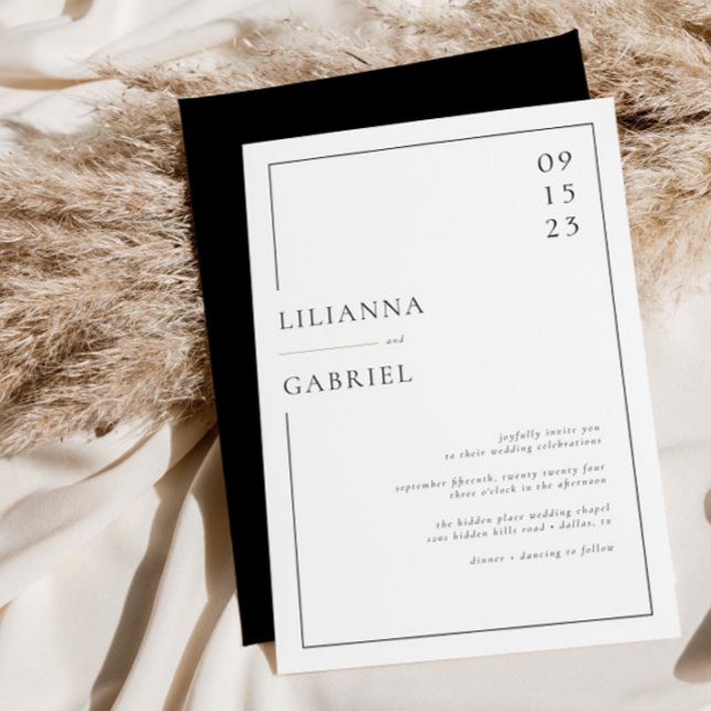 Simple Elegant Black and White Minimal Invitation (The colors within this design and fully color-customizable!)