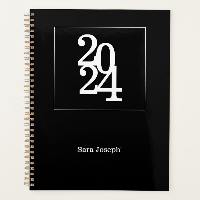Simple Elegant Black and White Minimalist Planner (Front)