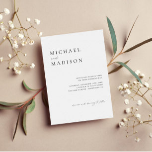 Simple Elegant Black And White Minimalist Wedding Invitation