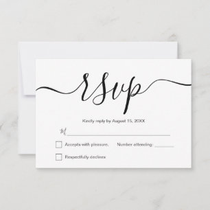 Simple Elegant black and white Modern Wedding RSVP Card