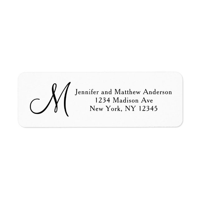 Simple Elegant Black and White Monogram Address (Front)