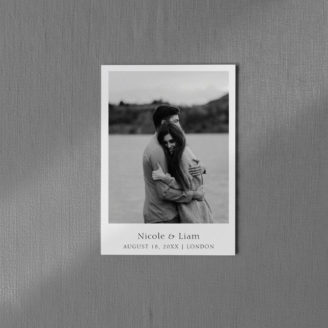 Simple Elegant Black and White Photo and message Save The Date (Simple Elegant Black and White Photo and message Save The Date.)