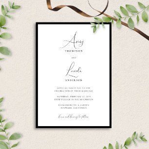 Simple Elegant Black and White Script Wedding Invitation