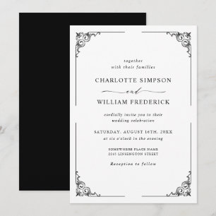 Simple Elegant Black And White Wedding Invitation