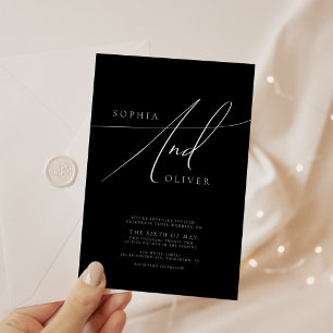 Simple Elegant Black and White Wedding Invitation