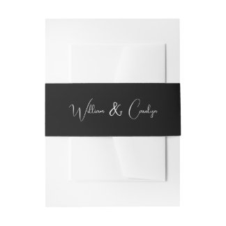 Simple Elegant Black and White Wedding Invitation Belly Band
