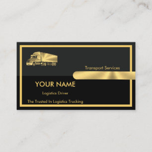 Simple Elegant Black Columns Logistics Trucking  Business Card