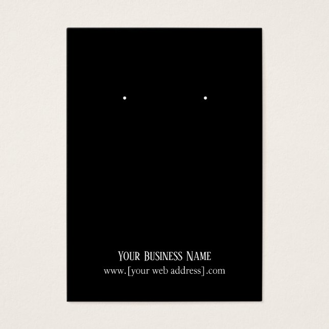 Simple Elegant Black Custom Earring Business Card (Front)
