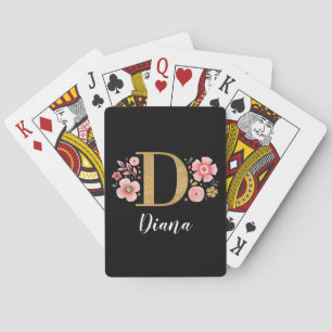 Simple Elegant Black Gold Monogram Playing Cards
