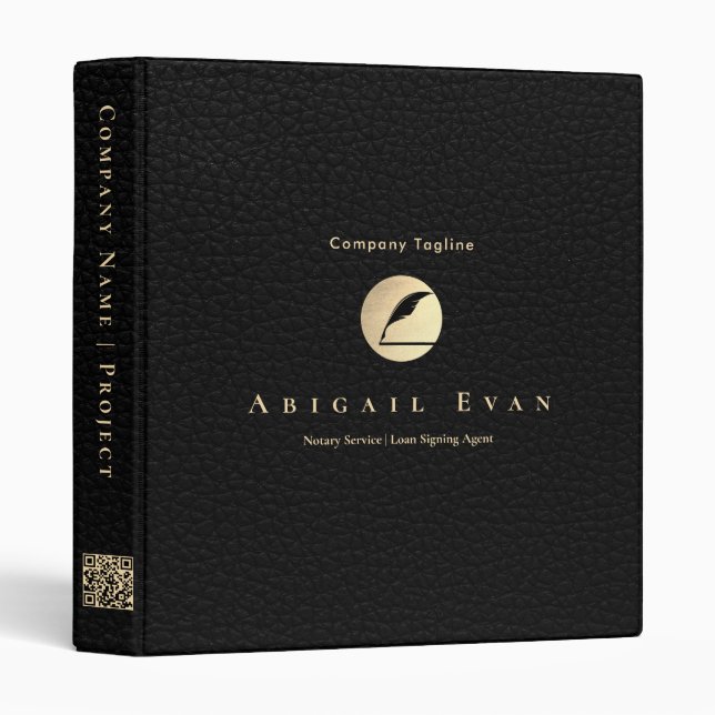 Simple Elegant Black & Gold Pen Nib Logo Binder (Front/Spine)