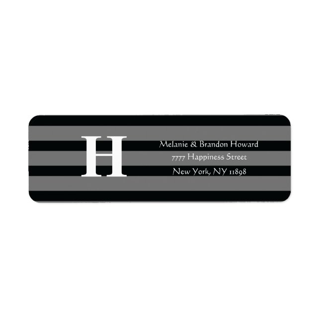 Simple Elegant Black Grey White Monogram Initial  (Front)