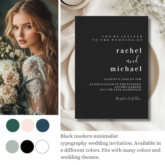 Simple, elegant, black invitation (Simple, elegant, black, wedding    invitation)