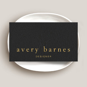Simple Elegant Black  Leather Look Professional Business Card