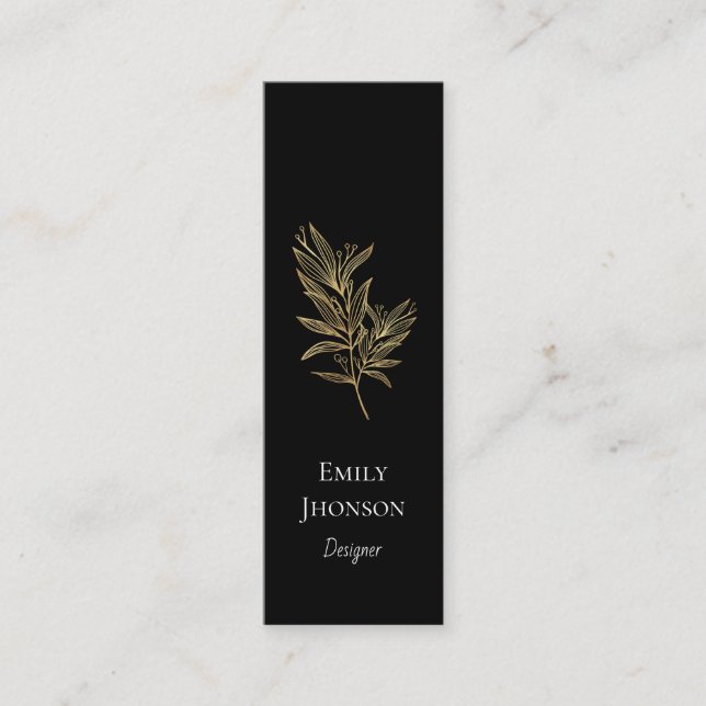 Simple Elegant Black Mini Business Card (Front)
