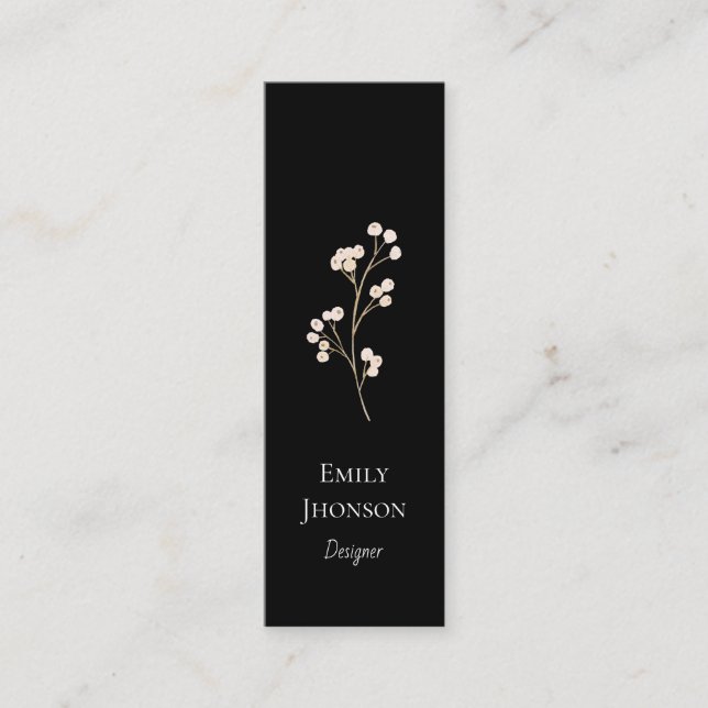 Simple Elegant Black Mini Business Card (Front)