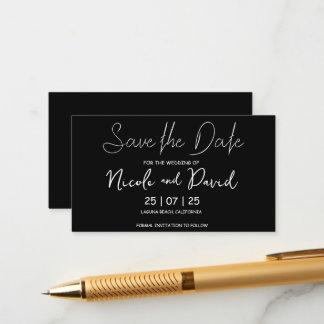 Simple elegant black minimalistic save the date enclosure card