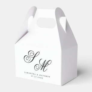 Simple Elegant Black Monogram Initials Wedding Favor Box