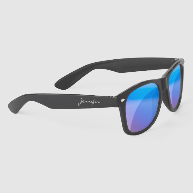 Simple Elegant Black Personalized Name Custom Sunglasses (Right)