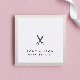 Simple Elegant Black Scissors Hair Stylist Square Business Card