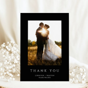 Simple Elegant black wedding Thank You Card