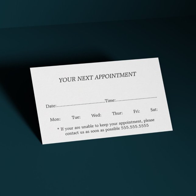 Simple Elegant Black White Beauty Appointment Card (Creator Uploaded)