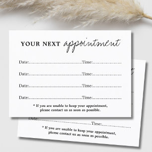 Simple Elegant Black White Beauty Appointment Card