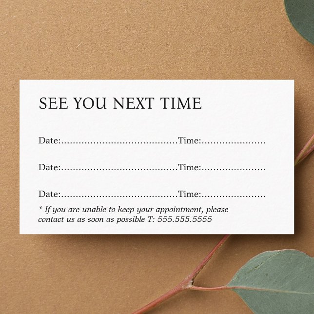 Simple Elegant Black White Bold Appointment Card (Creator Uploaded)