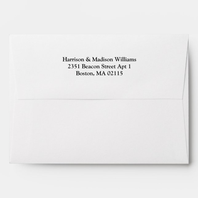Simple elegant black white custom Return Address Envelope (Back (Top Flap))
