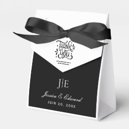 Simple Elegant Black White Modern Minimal Script Favor Box