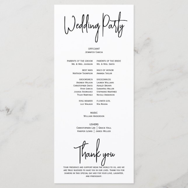 Simple Elegant Black White Modern Minimal Script Program (Back)