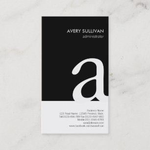 Simple Elegant Black White Monogram Business Card