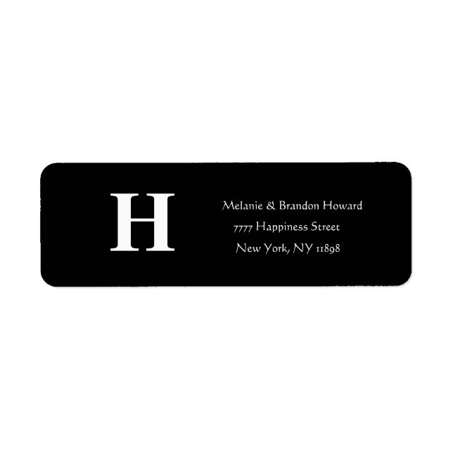 Simple Elegant Black White Monogram Initial return (Front)