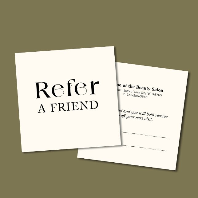 Simple Elegant Black White Referral Card (Creator Uploaded)