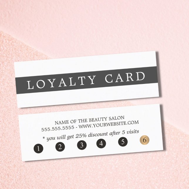 Simple Elegant Black White Stripes Beauty Loyalty Card (Creator Uploaded)