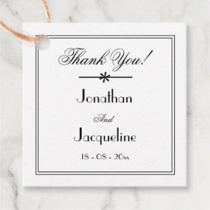 Simple Elegant Black & White 'Thank You' Favour Tags