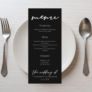 Simple Elegant Black White Typography Wedding Menu