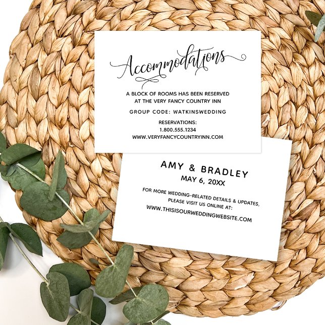 Simple, Elegant Black White Wedding Accommodations Enclosure Card (Creator Uploaded)
