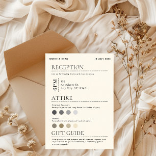 Simple Elegant Black & White Wedding Details Card