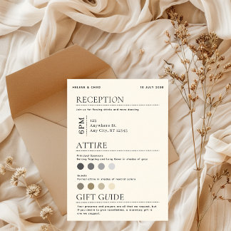 Simple Elegant Black & White Wedding Details Card