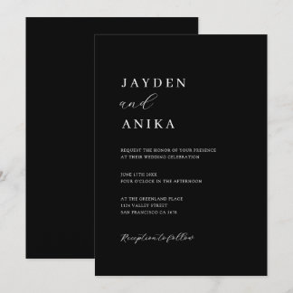 Simple Elegant Black & White Wedding Invitation
