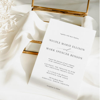 Simple Elegant Black & White Wedding Invitation