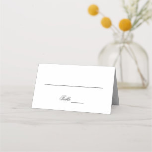 Simple Elegant Black & White Write In Wedding Place Card